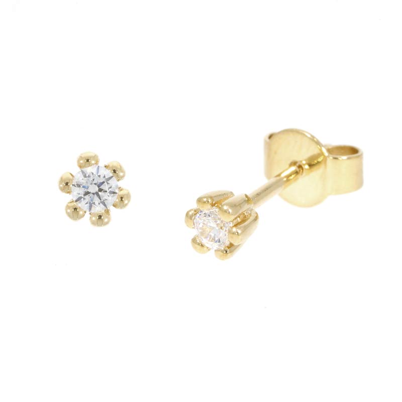 019100-5124-001 | Ohrstecker 019100 585 Gelbgold<br> Brillant 0,100 ct H-SI ∅ 2.4mm<br>100% Made in Germany  